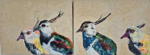 der Schein trügt- der gefährdete Kiebitz di Judith Breuer, Pittura in vendita su Singulart