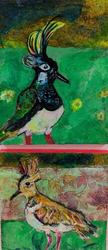der Schein trügt- der gefährdete Kiebitz di Judith Breuer, Pittura in vendita su Singulart