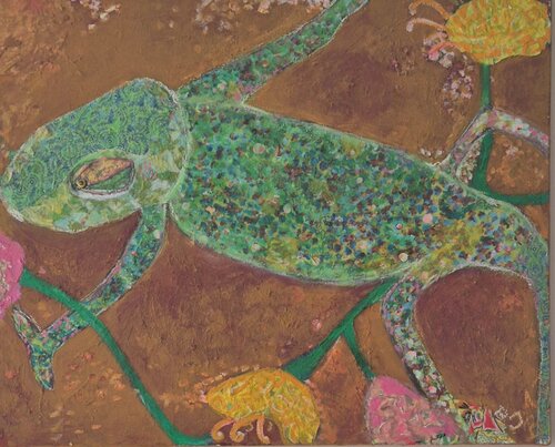 Das Chamäleon van Judith Breuer, Schilderij te koop op Singulart