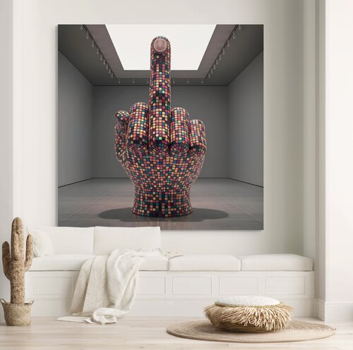The Finger Mosaic Art Digital Creation Scalable in Square size: MIddle Finger Pointing Up, Modern Gallery Wall Art Original NFT ready par Thomas Piperis, Digital en vente sur Singulart