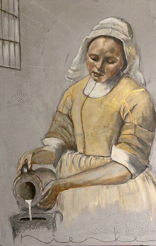 The Milkmaid — contemporary reinterpretation par NIENKE VISSCHER, Peinture en vente sur Singulart