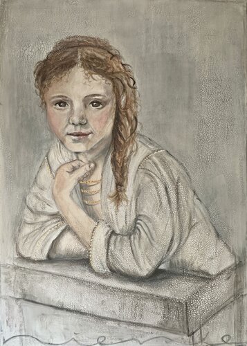 The Girl at the Window — contemporary reinterpretation par NIENKE VISSCHER, Peinture en vente sur Singulart