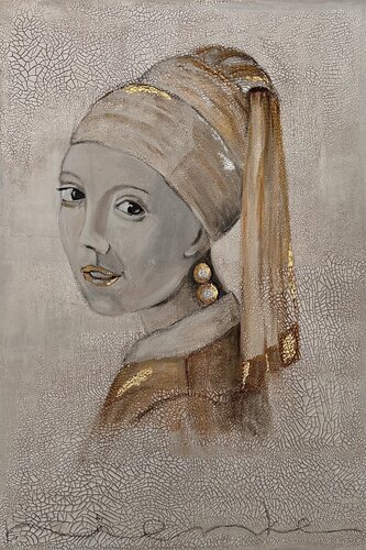 Girl with a Pearl — contemporary reinterpretation par NIENKE VISSCHER, Peinture en vente sur Singulart