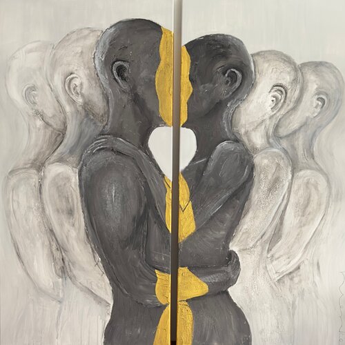 Golden Synergie — AGAPE Series | Sculptural Diptych (No. 2 of 5) by NIENKE VISSCHER, Painting for Sale on Singulart