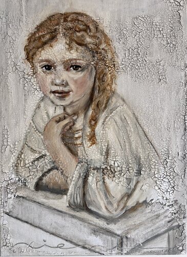 The little Girl at the Window — A Quiet Presence by NIENKE VISSCHER, Painting for Sale on Singulart