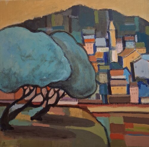 MON PETIT VILLAGE par Annie Vandemalle, Peinture en vente sur Singulart