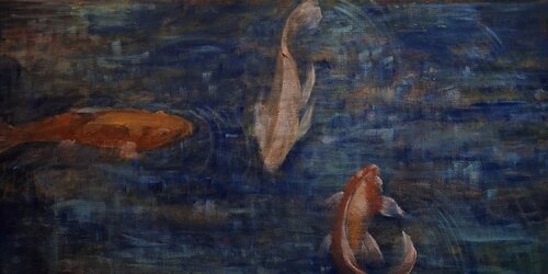 LES POISSONS D EAU DOUCE van Annie Vandemalle, Schilderij te koop op Singulart