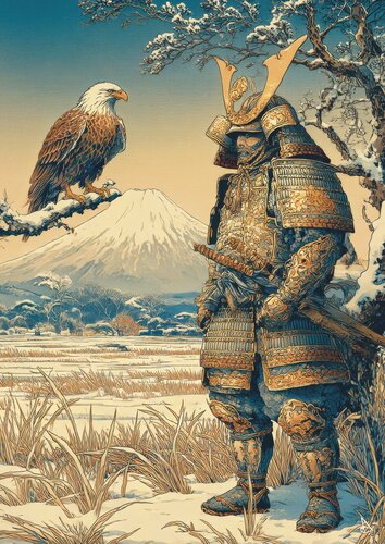 Taka to Samurai 鷹と侍 di ANDSAL, Stampa in vendita su Singulart