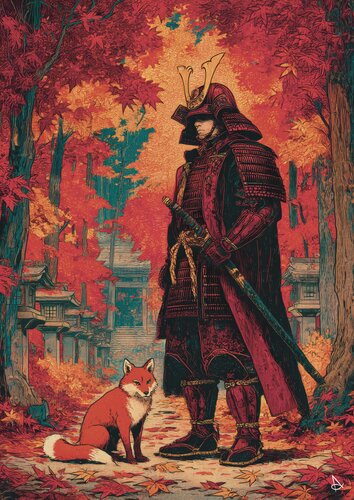 The Fox and the Ronin 狐と浪人 di ANDSAL, Stampa in vendita su Singulart