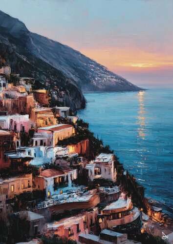 Sunset Over Positano von ANDSAL, Druck kaufen auf Singulart