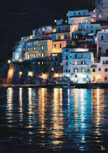 Positano by Night von ANDSAL, Druck kaufen auf Singulart