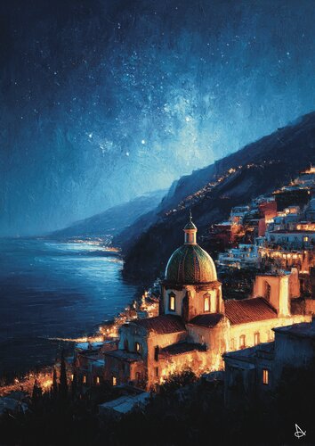 Praiano Under Stars by ANDSAL, Print for Sale on Singulart