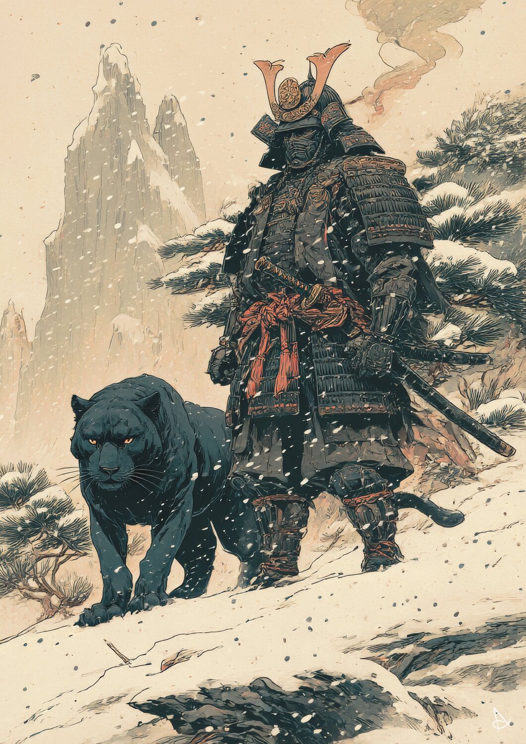 Where the Panther Walks 黒豹 ANDSAL Druck zu verkaufen
