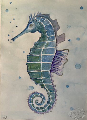 Azul de mar de Georgina Lujano, Obra en papel a la venta en Singulart