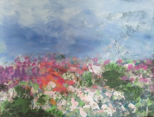 Blumenwiese mit Himmel van Vinja Bergmann, Schilderij te koop op Singulart