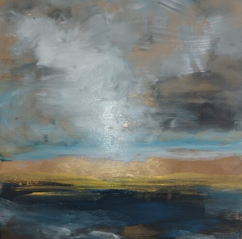 Grauer Himmel mit Gold di Vinja Bergmann, Pittura in vendita su Singulart