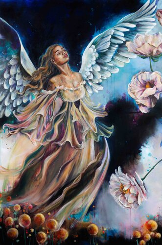 Wings to Find Home par Nicolette van den Hadelkamp, Peinture en vente sur Singulart
