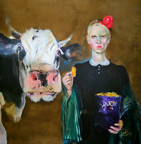 Dwa serca, jedno spojrzenie par Agnieszka Banasiak, Peinture en vente sur Singulart
