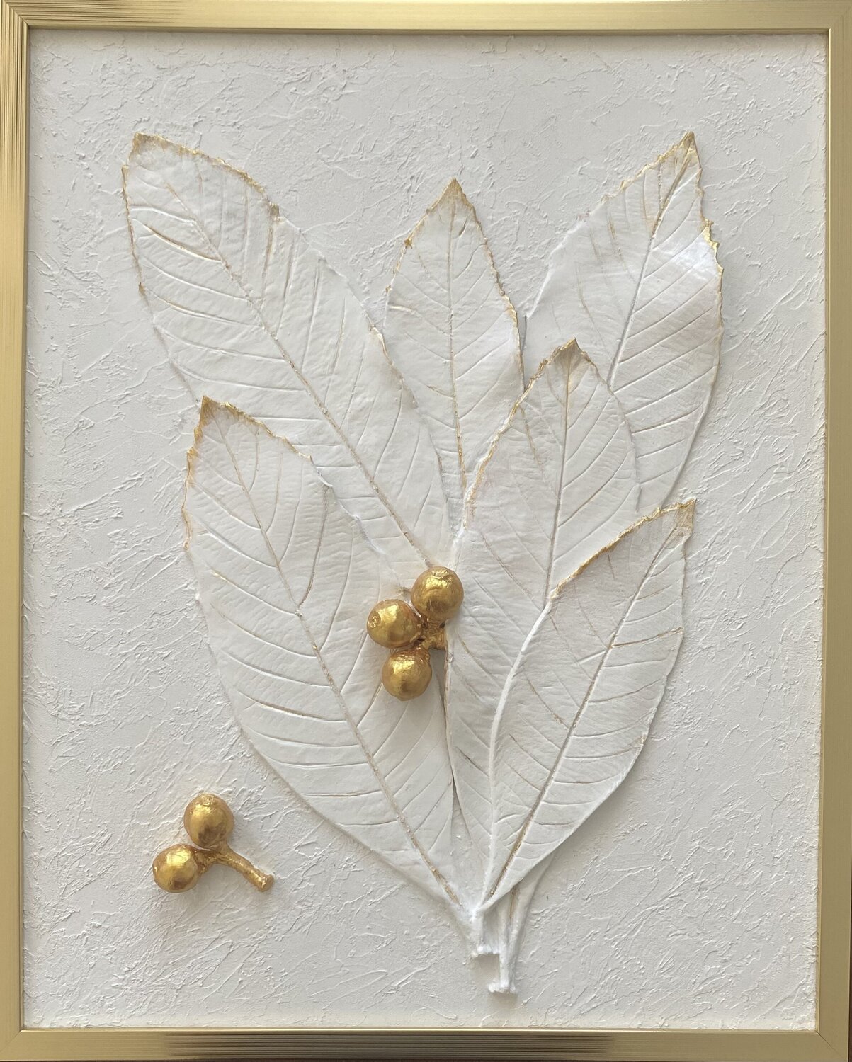 3D Bas-Relief Textured Acrylic Painting "Loquat Whisper" Alexandra Martakova Originalgemälde zu verkaufen