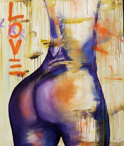 Het zal mijn reet roesten (dutch) Kiss my ass (english) van Yvonne Kok, Schilderij te koop op Singulart