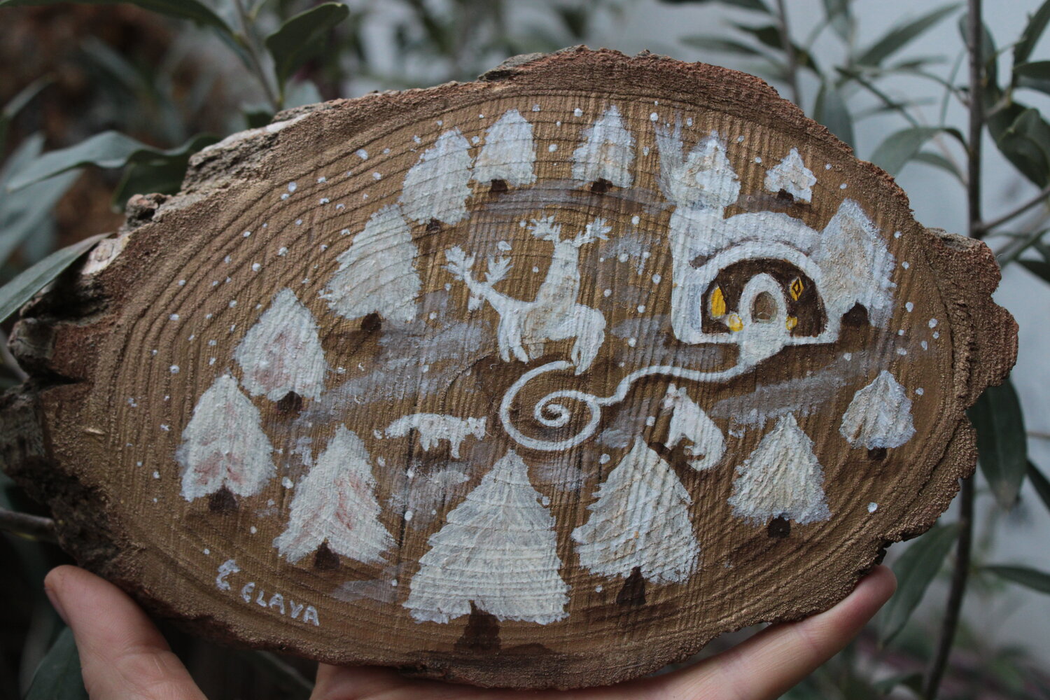 Blessings of the Reindeer Goddess Elaya Anouk Vellino Originalgemälde zu verkaufen