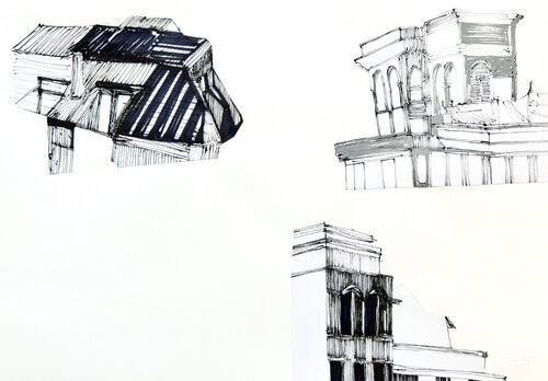 Résonances fragmentaires: mémoire, lumière et traces urbaines von Aleksandra Ewa Nowak, Zeichnungen kaufen auf Singulart