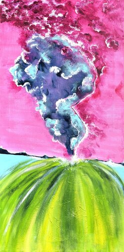 Camarès, tempête sur la plaine B par Caroline Lapointe, Peinture en vente sur Singulart