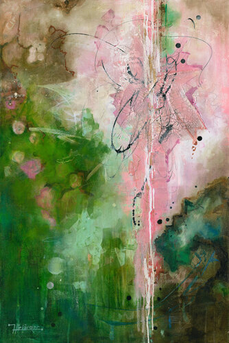 Abstract Green Pink #1 van Ursula Hirländer, Schilderij te koop op Singulart