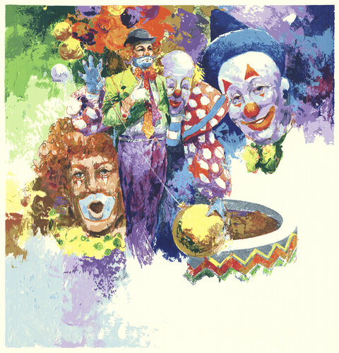 Clowns, Clowns, Clowns - 1977 Serigraph 27" x 26" by Wayland Moore, Print for Sale on Singulart