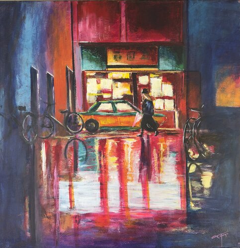 Sous les néons di Florence Yangui, Pittura in vendita su Singulart