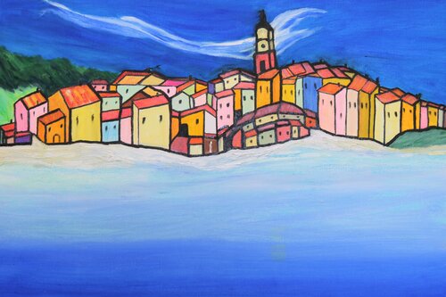 Saint Tropez dans le bleu van Louise Bressange, Schilderij te koop op Singulart