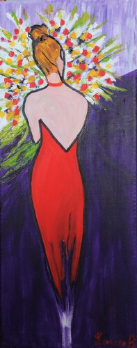 Femme au bouquet de fleurs de Louise Bressange, Pintura a la venta en Singulart