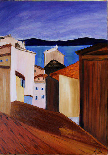 Village de Saint Tropez by Louise Bressange, Painting for Sale on Singulart