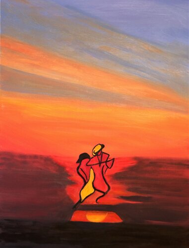 Danse au soleil couchant von Louise Bressange, Malerei kaufen auf Singulart