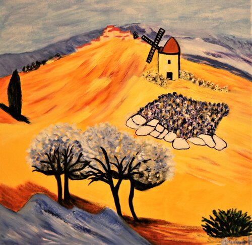 Un moulin en Provence di Louise Bressange, Pittura in vendita su Singulart