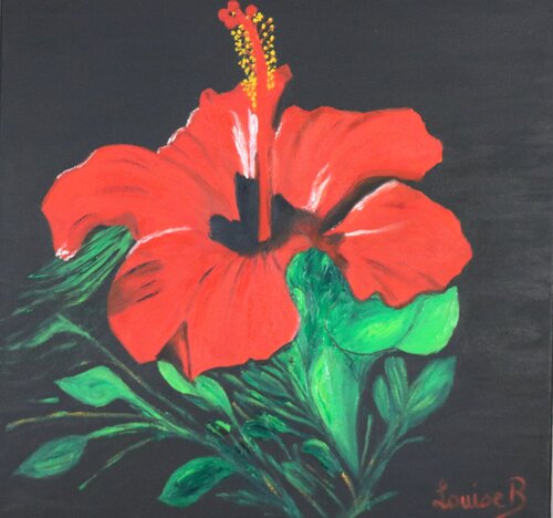 Une fleur d'hibiscus von Louise Bressange, Malerei kaufen auf Singulart