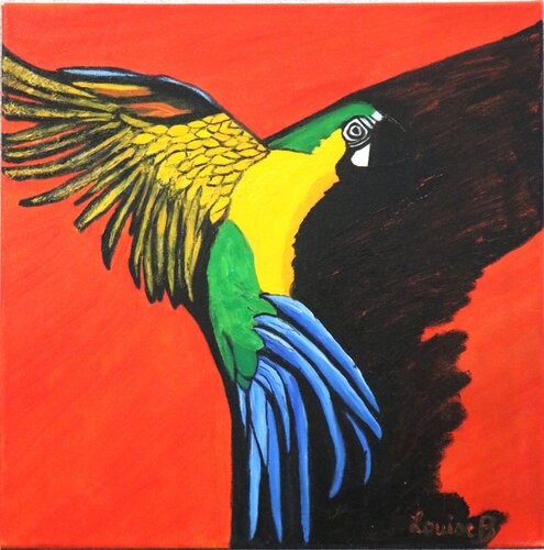 Perroquet Art Déco von Louise Bressange, Malerei kaufen auf Singulart