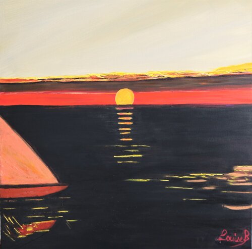 Paysage au soleil couchant by Louise Bressange, Painting for Sale on Singulart