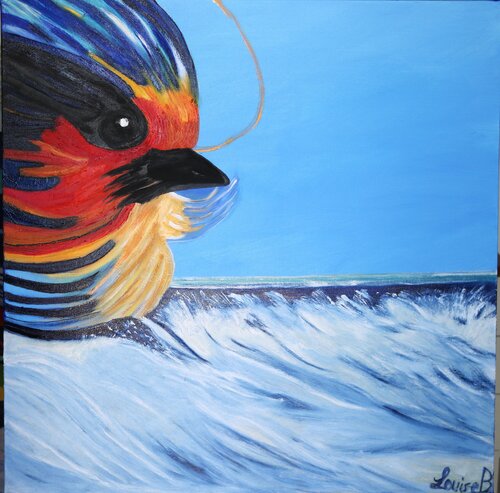 L'oiseau se pose sur les vagues van Louise Bressange, Schilderij te koop op Singulart