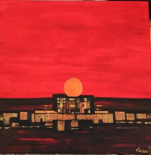 Lumières de la ville au soleil couchant par Louise Bressange, Peinture en vente sur Singulart