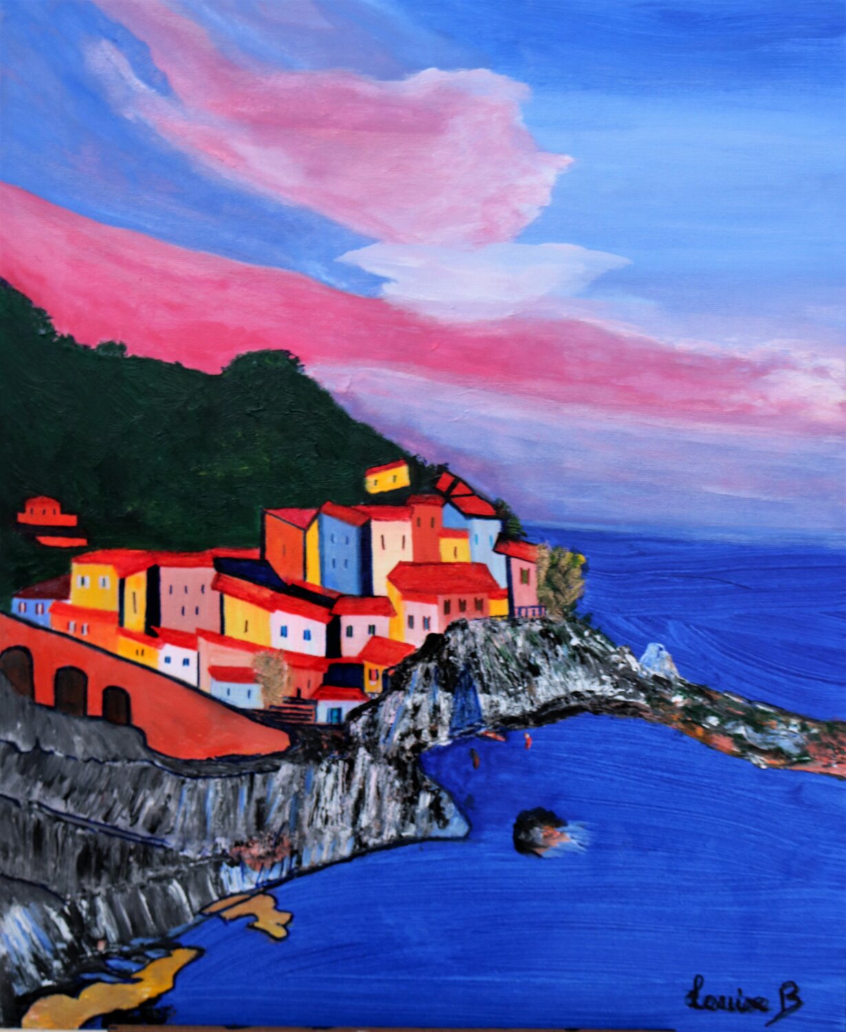 Un village en Italie Louise Bressange Originalgemälde zu verkaufen