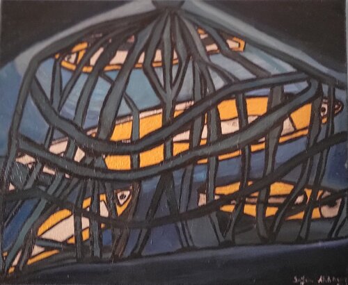 Les quatre poissons - The four fishes di Safaa Abbaoui, Pittura in vendita su Singulart