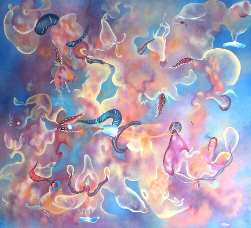Photons en Fête par Lucie Duban, Peinture en vente sur Singulart