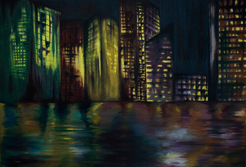 Reflet singapourien par Emna Amous, Peinture en vente sur Singulart