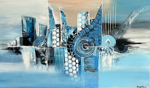 BLUE CITY van Bahar Guliyeva, Schilderij te koop op Singulart