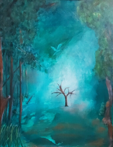 L'arbre nu et l oiseau de WILLIAM MARCHEVAL, Pintura a la venta en Singulart
