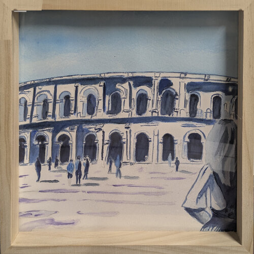 Arêne en été à Nïmes de WILLIAM MARCHEVAL, Obra en papel a la venta en Singulart