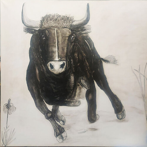 Le taureau à la fleur von WILLIAM MARCHEVAL, Malerei kaufen auf Singulart