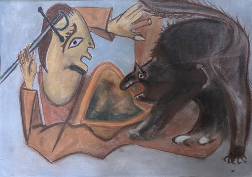 Le torero renversé et le chat de WILLIAM MARCHEVAL, Pintura a la venta en Singulart