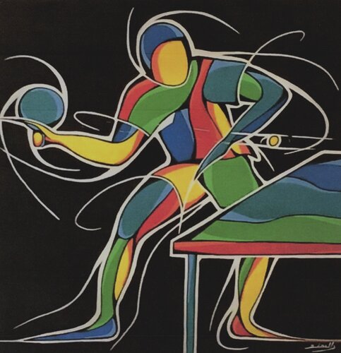 Pongiste by Ghyslaine LEONELLI, Painting for Sale on Singulart